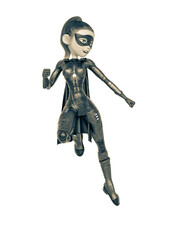 Fototapeta na wymiar superheroine girl is floating and ready for action in white background