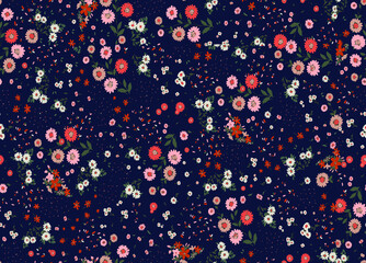 Seamless flowers pattern, colorful floral design.