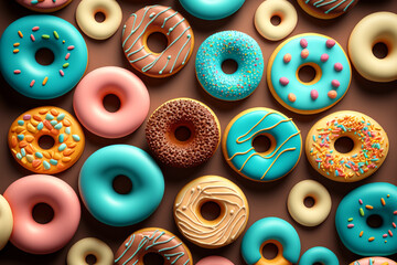 assorted donuts illustration background made by generative ai