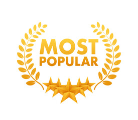 Most popular badge, ribbon isolated on white background, sticker, label. Vector illustration. © DG-Studio