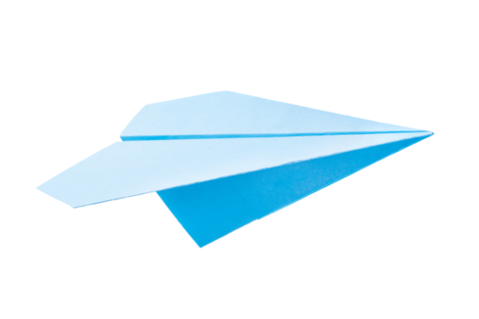 Blue paper plane isolated png with transparency