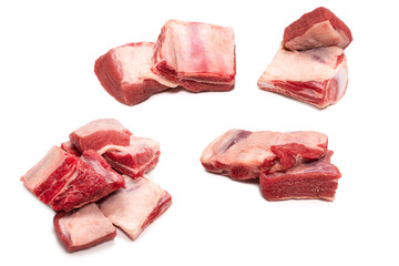 Raw beef ribs isolated on white background.