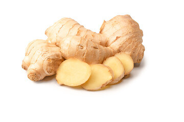 Ginger root isolated on white background.