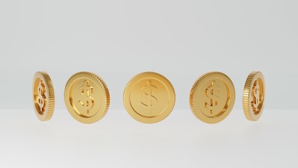 3d render stacks of golden coins on white background, Golden coins set. Flat gold icon. Economy, finance, money concept, Bank and finance. Investment