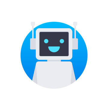 Chat Bot Using Laptop Computer, Robot Virtual Assistance Of Website Or Mobile Applications. Voice Support Service Bot. Online Support Bot. Vector Illustration.