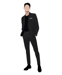 A man in a business suit on a white background. Vector illustration in flat style