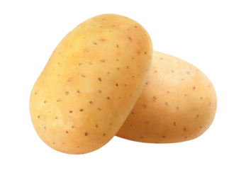 Two raw washed potatoes cut out