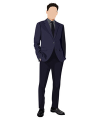 A man in a business suit on a white background. Vector illustration in flat style
