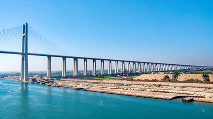 Railway swing bridge over Suez Canal, Egypt