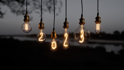 Light bulb background. Edison light bulb. 2023 year.