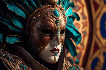 Gordijnen Realistic Venetian carnival mask, generative AI © vetre