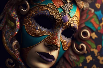 Gordijnen Realistic Venetian carnival mask, generative AI © vetre