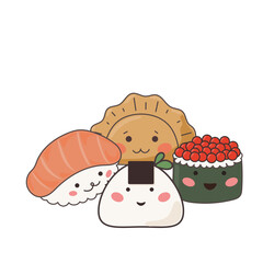 Asian Food Symbol Element Funny Cartoon Icon Asian Sushi Roll Symbol Decoration Element Doodle Cute Bright Happy Icon Silhouette Talisman Icon