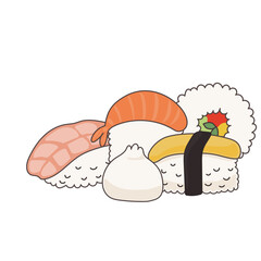 Asian Food Symbol Element Funny Cartoon Icon Asian Sushi Roll Symbol Decoration Element Doodle Cute Bright Happy Icon Silhouette Talisman Icon