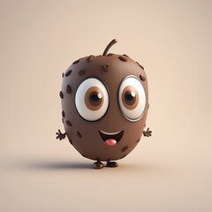 Cute Cartoon Walnut Character (Generative AI)