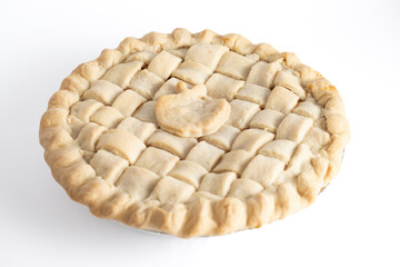 Handmade Apple Pie with a Lattice Crust  Isolated on a White Background