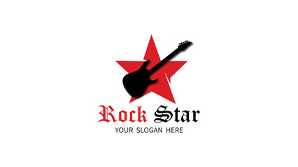 Modern and elegant guitar star logo design