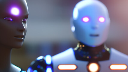 modern humanoid robot, artificial intelligence, machine, Generative AI