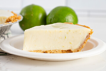 Key Lime Pie in a Graham Cracker Crust on a Kitchen Counter