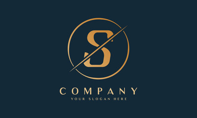 Sliced Letter S Logo With Circle Shape. Letter S Luxury Logo Template In Gold Color. Beautiful Logotype Design For Luxury Company Branding.