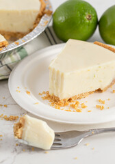 Key Lime Pie in a Graham Cracker Crust on a Kitchen Counter