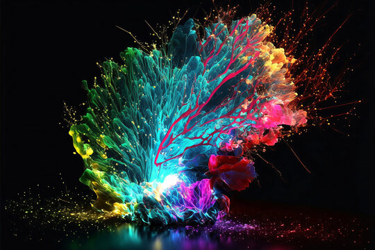 Abstract colourful paint explosion.	
Generative AI, this image is not based on any original image.