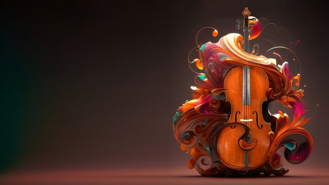 Cello and Abstract Colors AI Generated Illustration