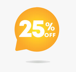 25% off. Price vector illustration. Discount icon. Promotion, special offer, sales tag
