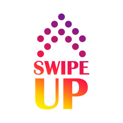 Swipe up lettering with arrow pointer for stories . Social media. Vector illustration.