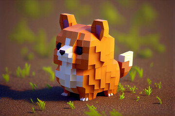 Voxelized Cuteness: A Super Adorable Fox in Digital Pixelated Form