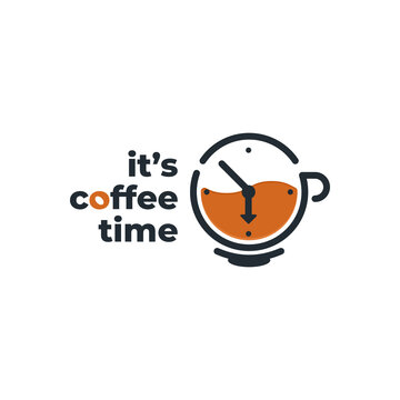 Coffee time logo icon design vector. Cup of coffee and clock illustration creative concept.