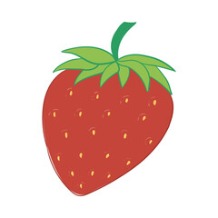 Strawberry with leaves vector illustration. Juicy ripe fruits on white background. Berry, vegetarian, sweet, proper nutrition, dessert. Fruit concept