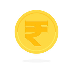 浮かんでいるルピーの記号･₹の刻印が入ったお金・コイン - インドの通貨のイメージ素材