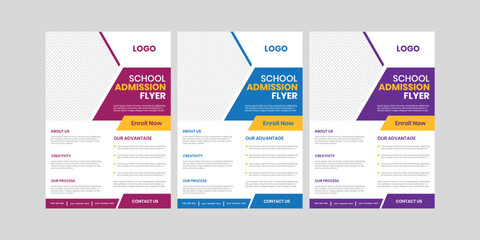 Creative and minimal children school and college admission vector horizontal flyer and pamphlet layout design
