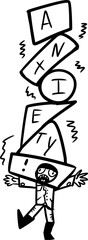 caricatured human emotion on white background - Anxiety	