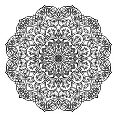 Mandala. Isolated round ethnic ornament. Delicate lace pattern. Template for tattoo, henna pattern.