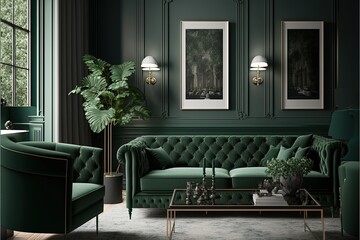 Luxurious modern evergreen living interior design. generative ai