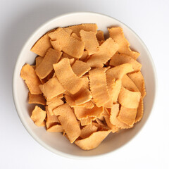 Ribbon pakoda or pakora savory made with rice gram flour. Popular South Indian deep fried teatime snack.