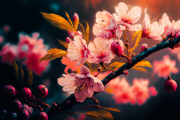 The fleeting beauty of nature a close-up view of sakura blossoms in Japan