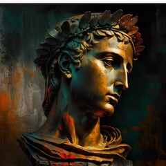 Generative ai Oil painting portrait of roman statue 
