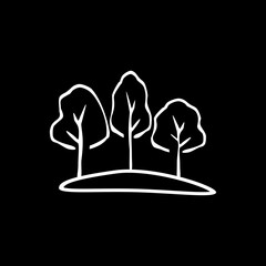 Tree logo silhouette hand drawn icon isolated on black