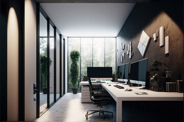 Fototapeta na wymiar Modern office interiors, minimalistic interior