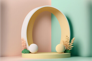 Fototapeta premium Easter mood podium circle stage with easter mood, Generated ai