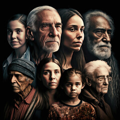 Fototapeta Group of multi ethnic people posing together, Generative AI illustration obraz