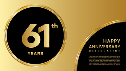 61th Anniversary Celebration. Template design for anniversary celebration event, invitation, banner, poster, flyer, greeting card, book cover. Vector Template Illustration