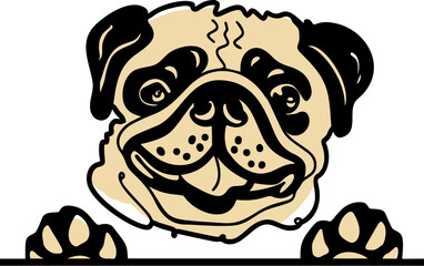 Pug Svg, Pug Clipart, Dog Svg, Peeking Dog svg, png, eps, pdf, ai, Instant Download