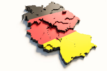 Obraz premium Map of Germany in German flag colors.