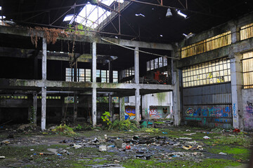 edificio industrial abandonado fábrica 4M0A8261-as23 - obrazy, fototapety, plakaty