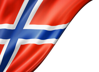 Norwegian flag isolated on white banner