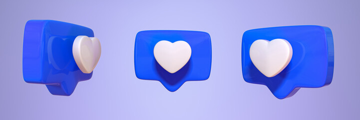 3d cartoon colorful heart, isolated on  light purple background. Suitable for Valentine's Day and Mother's Day decoration.